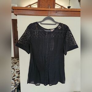 Black Lace Short Sleeve Top